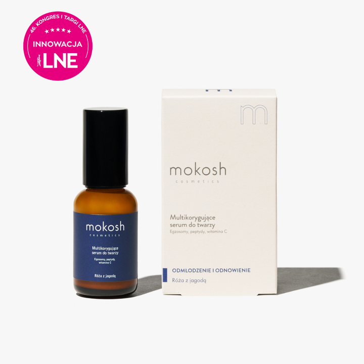 Multikorygujące serum do twarzy Egzosomy, peptydy, witamina C Róża z jagodą 30ml