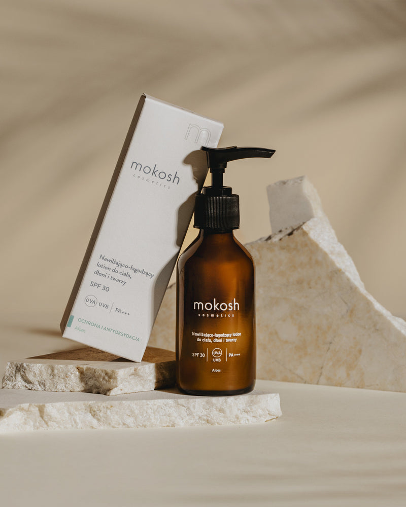 Lotion SPF 30 do ciała, dłoni i twarzy – ochrona przed słońcem, wolnymi rodnikami i starzeniem termicznym