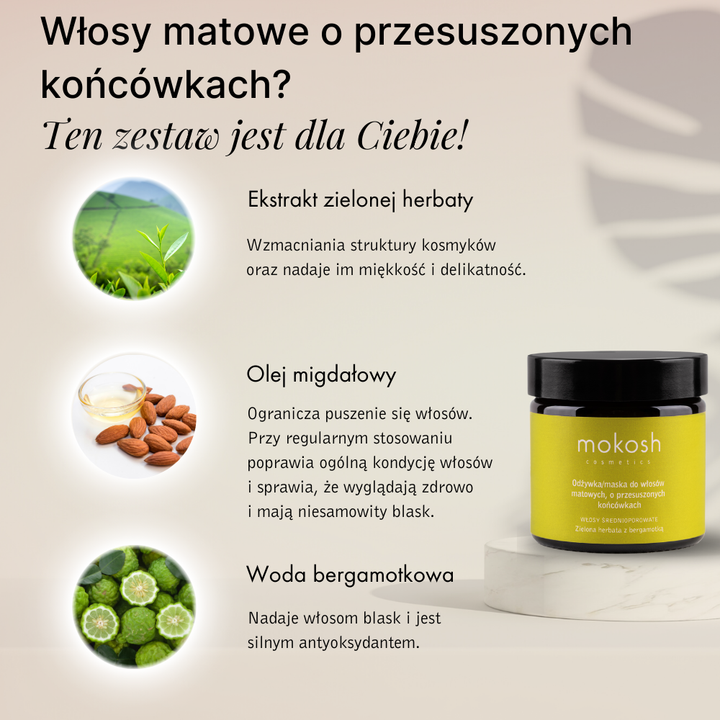 Odżywka/maska do włosów matowych, o przesuszonych końcówkach - Zielona herbata z bergamotką 60ml