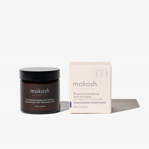Przeciwzmarszczkowy krem do twarzy 0,5% (Retinolu H10 i Retinoinianu HPR) Róża z jagodą 60ml