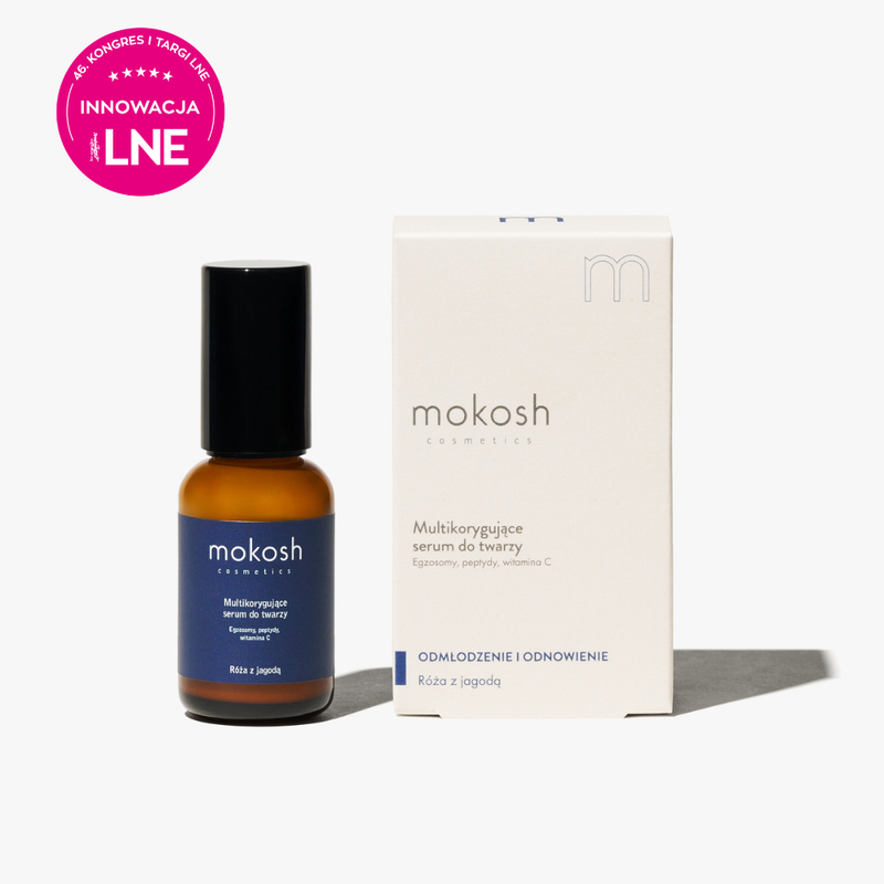 Multikorygujące serum do twarzy Egzosomy, peptydy, witamina C Róża z jagodą 30ml